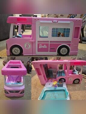 Barbie Pink and White Camper Playset with Teal Pool Accents